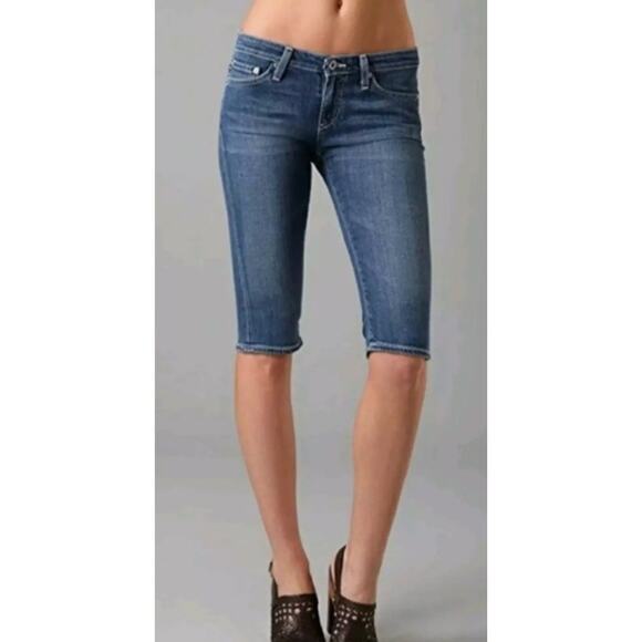 AG Adriano Goldschmied Womens 27 The Malibu Bermuda Denim Shorts Stretch Jean - Picture 1 of 8